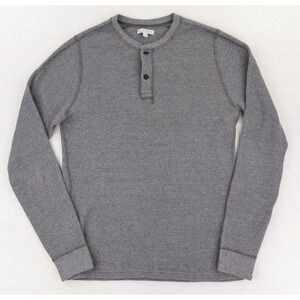Wallace & Barnes Waffle Henley Shirt Men's Medium Tall Gray Thermal Long Sleeve
